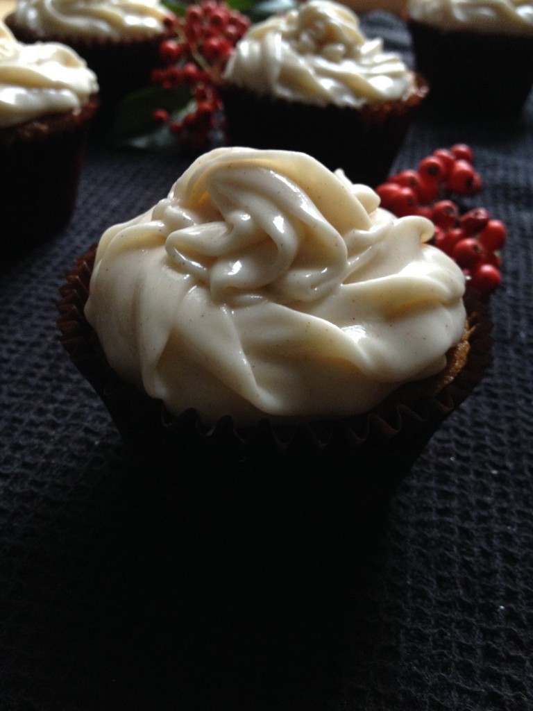 Butternut squash cupcakes with cinnamon icing