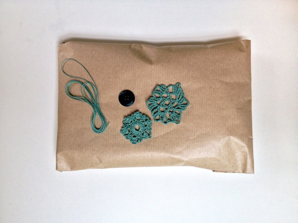 Crocheted flower gift packaging