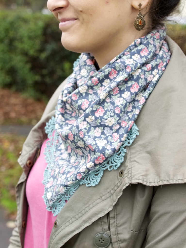 Lace edge scarf DIY with crochet trim chard