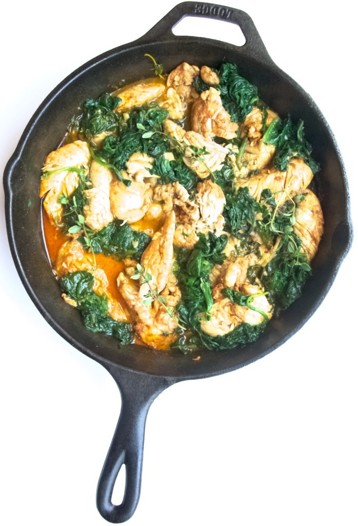 Paprika chicken & spinach with white wine butter thyme sauce recipe