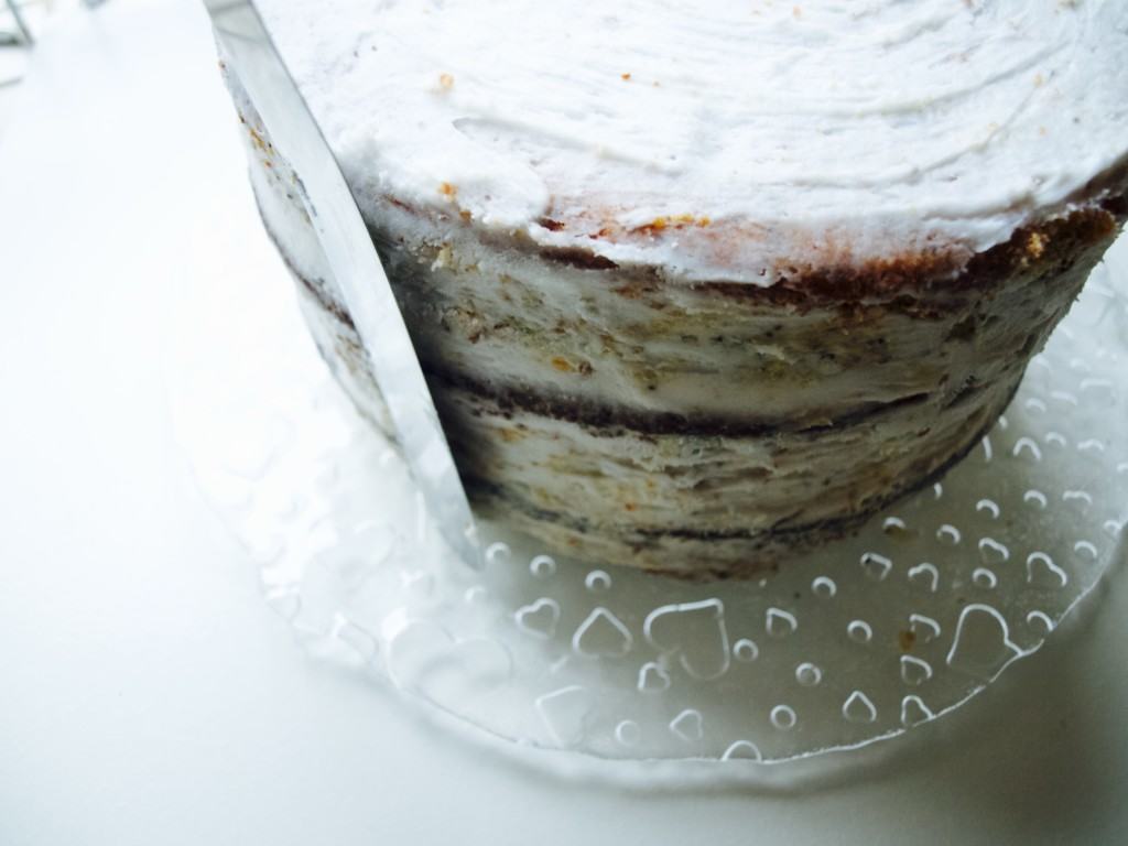 Lemon poppy seed cake with coconut butter frosting