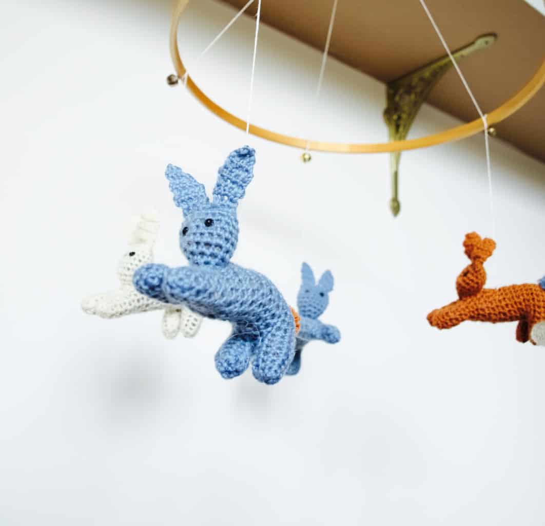 Jumping bunny baby mobile diy