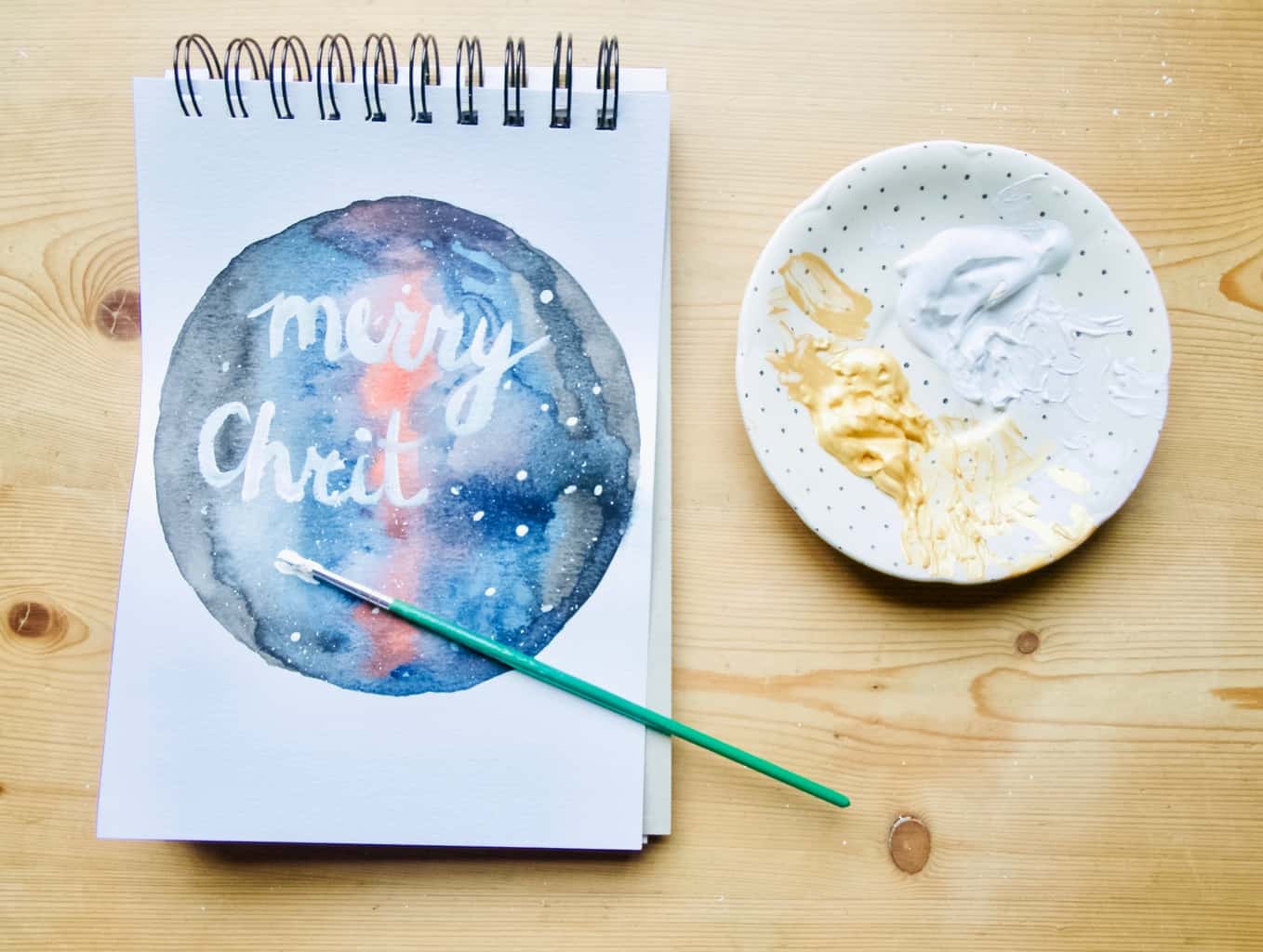 Galaxy watercolour painting for card making